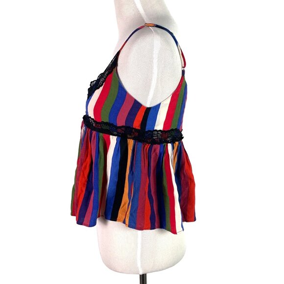 🟣🟣🟣 ZARA TRF Collection Womens Size Extra Small Colorful Striped Flowy Tank - Picture 2 of 8